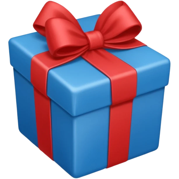 Cadeau rouge et bleu et avec écris dessus : cadeau à la clé  emoji