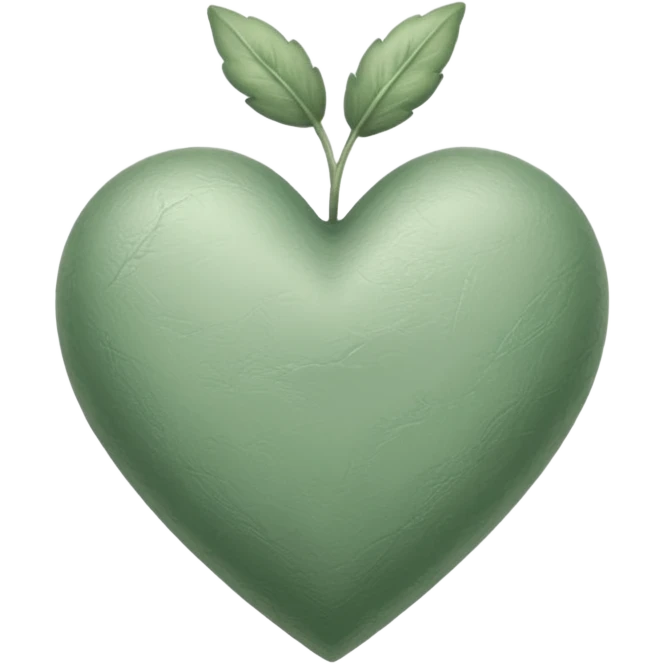 sage green heart, sketched emoji