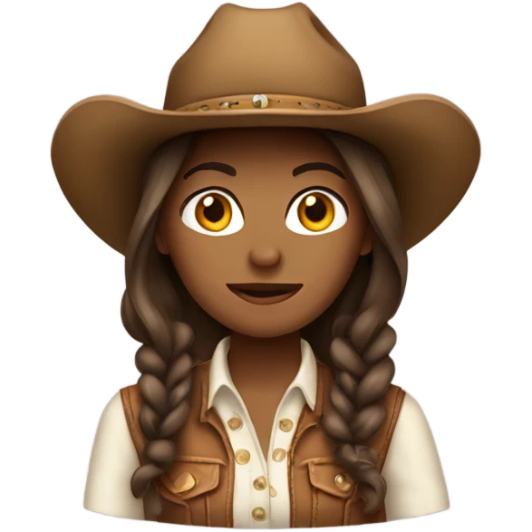 Brown hair cowgirl emoji