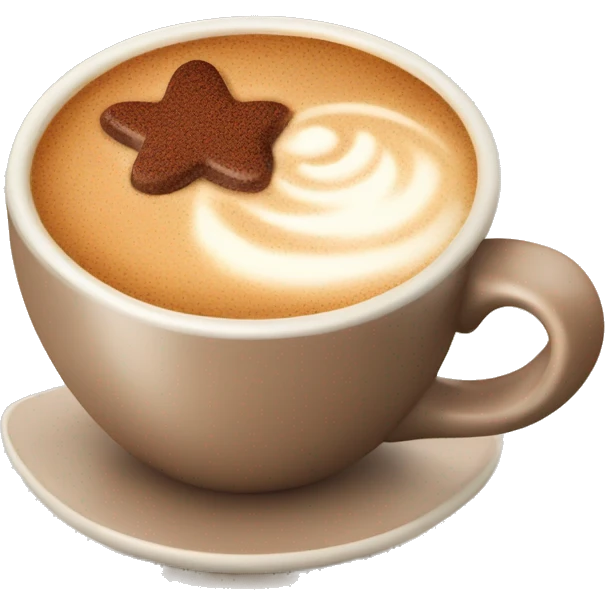 Cappuccino in a beige cup with speckled cocoa emoji