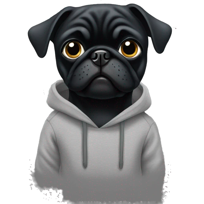 Black pug with grey sweatshirt emoji