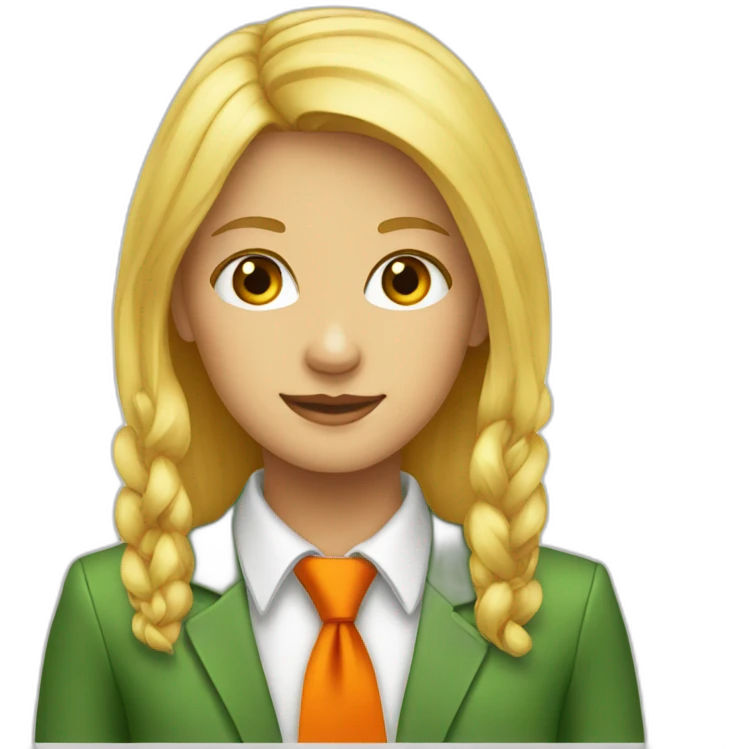 Blonde_girl_in_green_and_orange_tie emoji