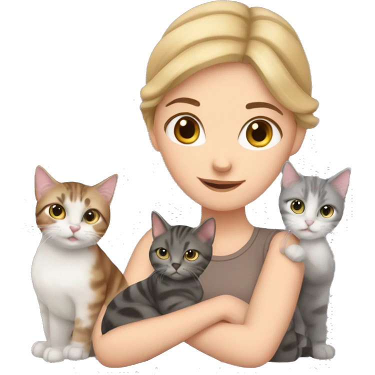 White Girl with 2 cats emoji