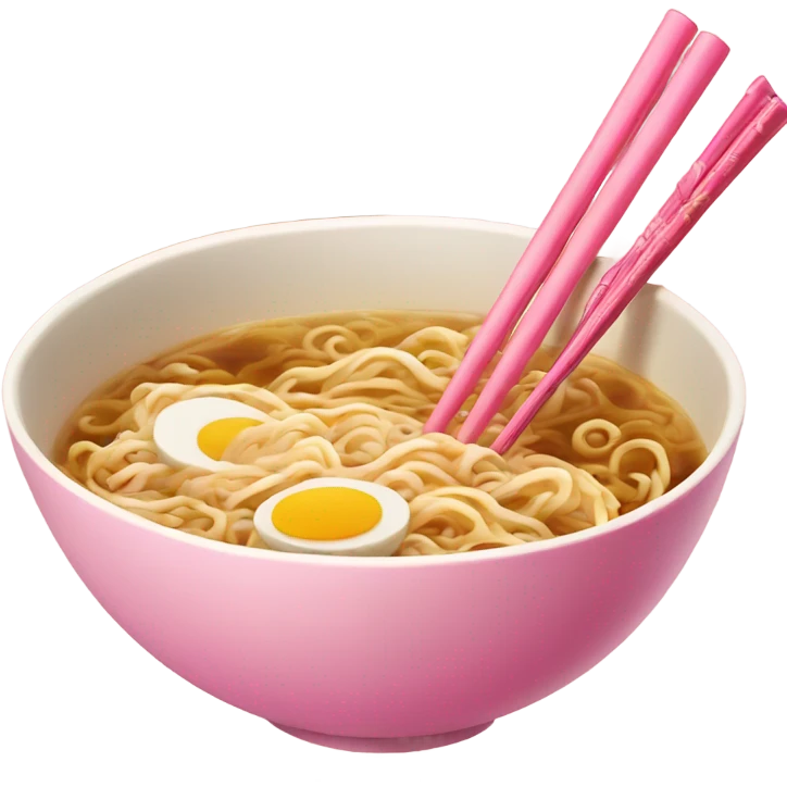 traditional ramen, pink and gold bowl, gold chopsticks emoji