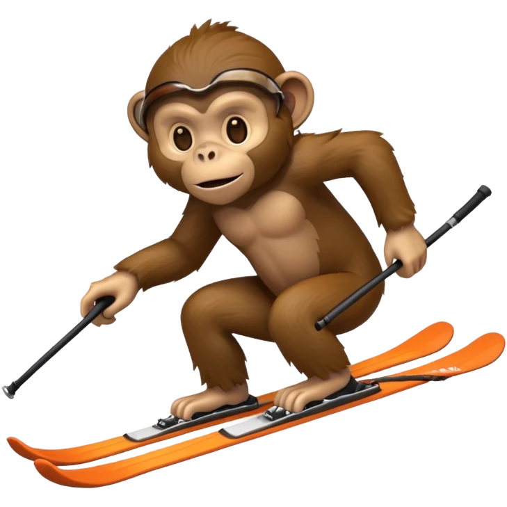 scary skiing monkey  emoji