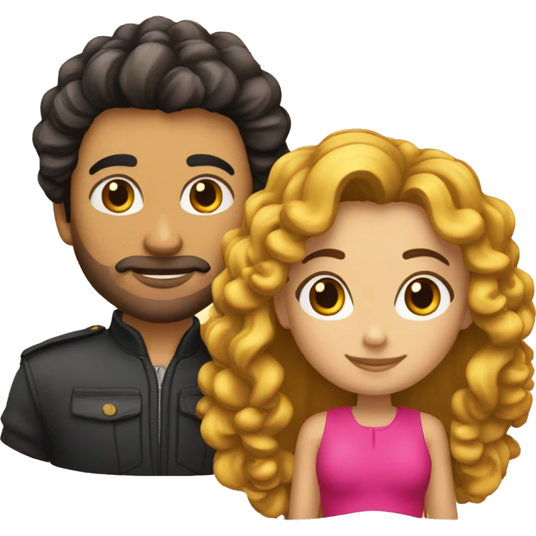 Pareja de chico de pelo rizado y chica pelinegra emoji