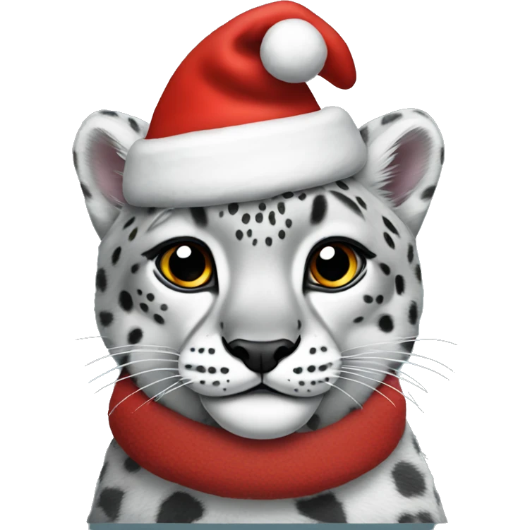 Snow leopard with Santa hat  emoji