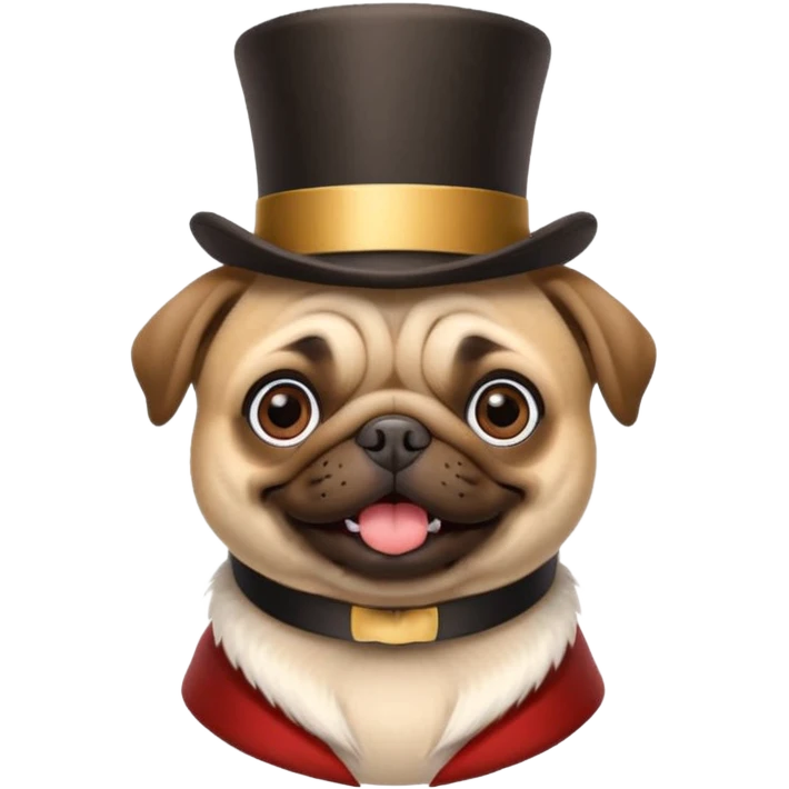 A pug with 100 top hats  emoji