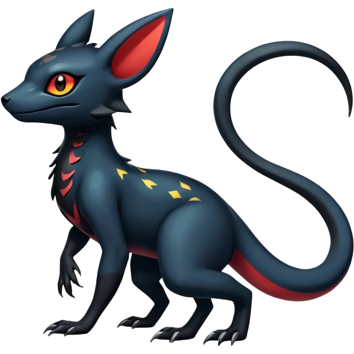 Colorful Dark Shiny Exotic Salandit-Umbreon-Quilava-Fakémon-hybrid-creature (full body)  emoji