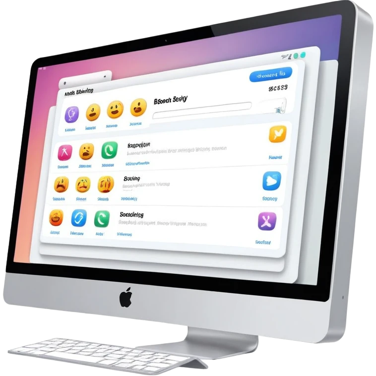 online booking system interface on iMac screen emoji