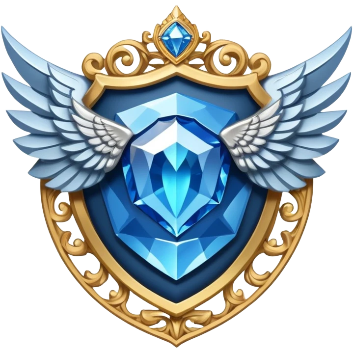 Shield with wings and a big blue diamond in the center and VIP label emoji