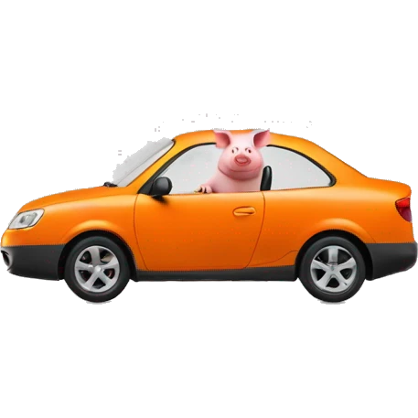 Pig driving orange car emoji