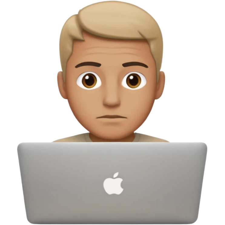 a man behind mackbook the man being little visible form the frony emoji