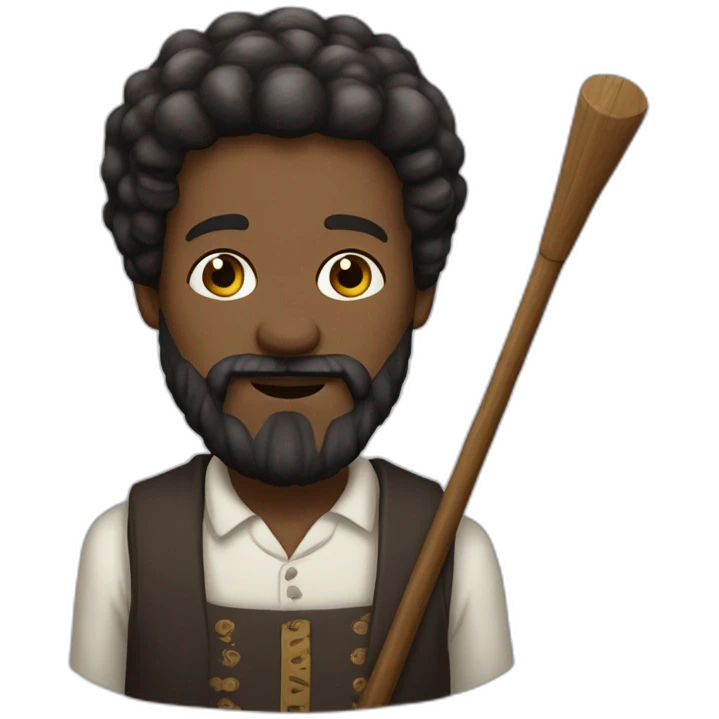 White Prophet Moïse with beard and wooden stick emoji