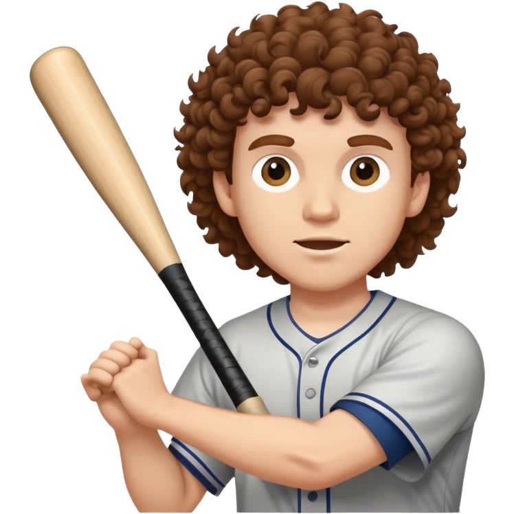 white guy with brown curly hair holding a baseball bat about to hit a coahc emoji