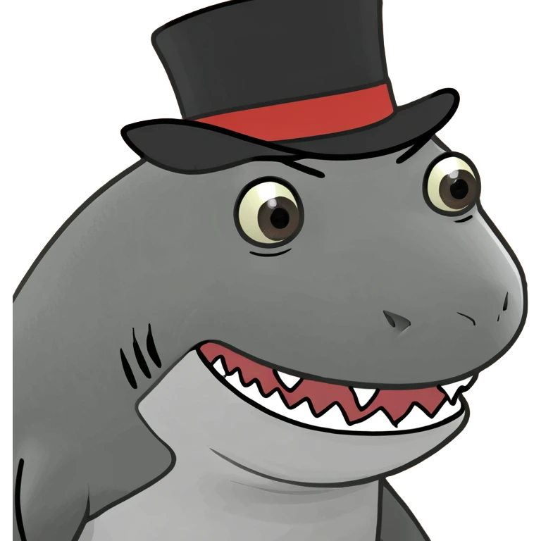 Shark with a top hat emoji
