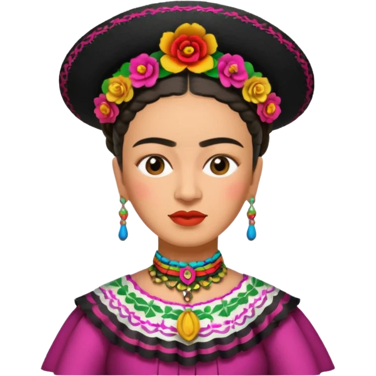 Frida Kahlo with mariachi emoji