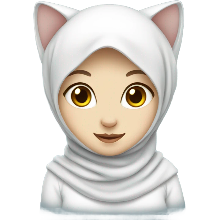 Cute white kitty with hijab emoji
