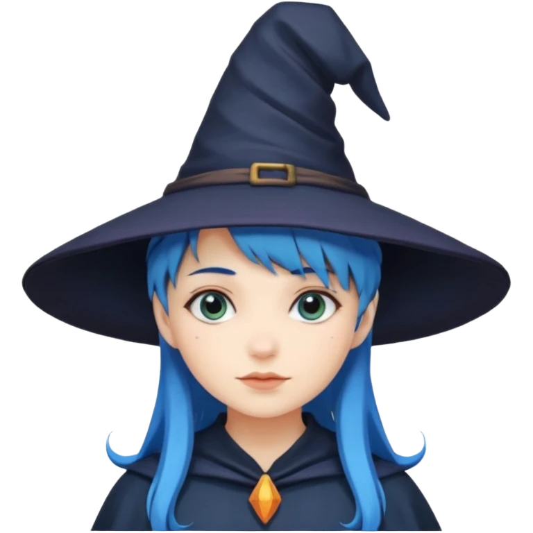 girl, blue hair, witch hat emoji