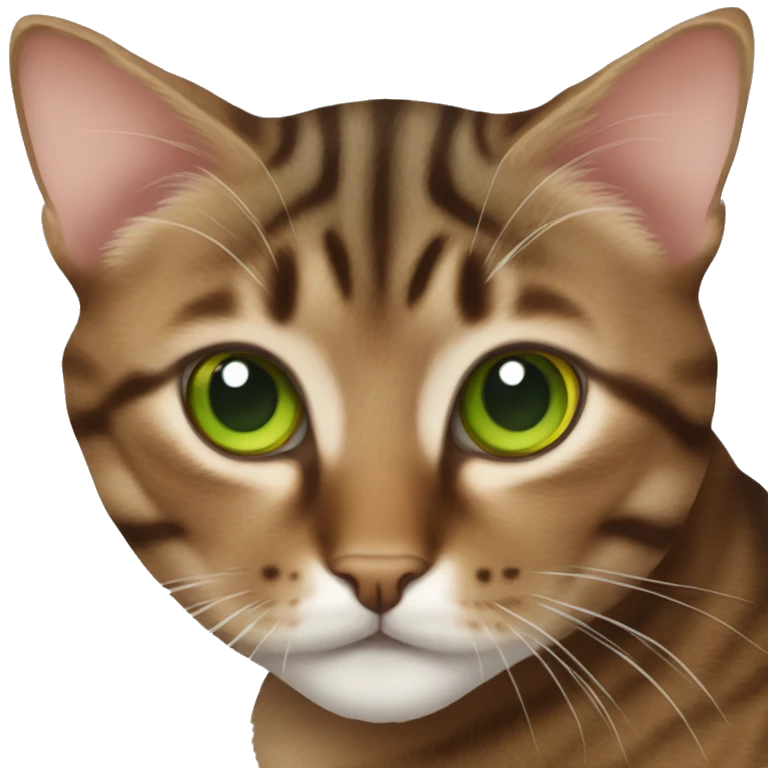 Brown tabby cat green eyes emoji