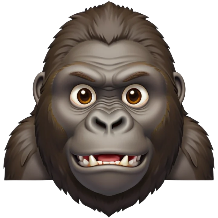 Expressive gorilla head, detailed ape features, strong facial structure, primate emoji emoji