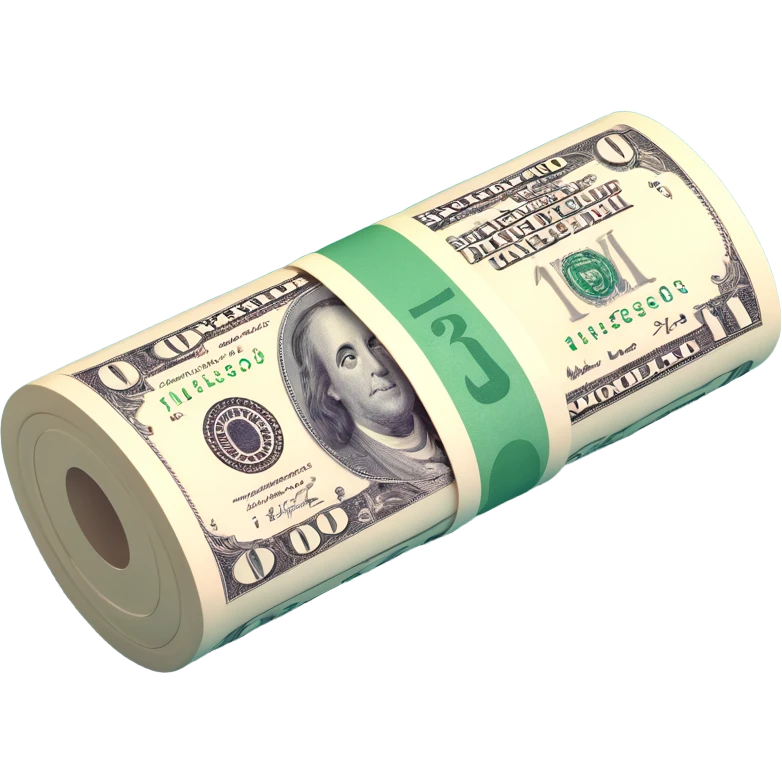 a single rolled US dollar bill, 3D style, no background emoji