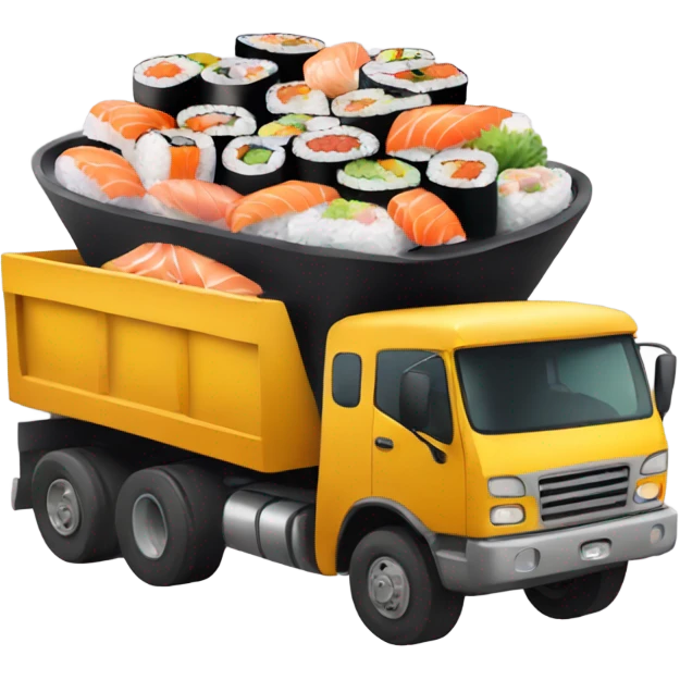Dumptruck filled with sushi emoji