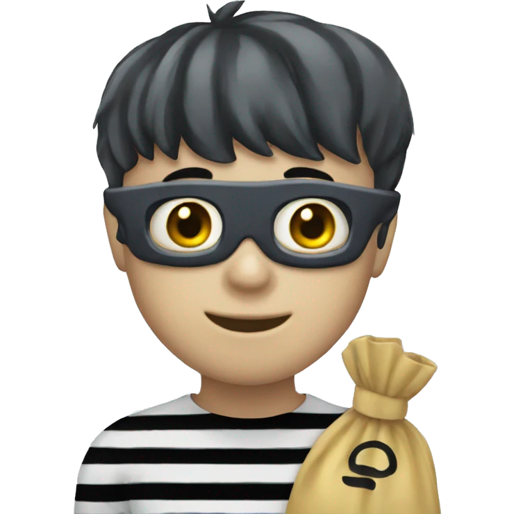 smiling boy in striped mask emoji