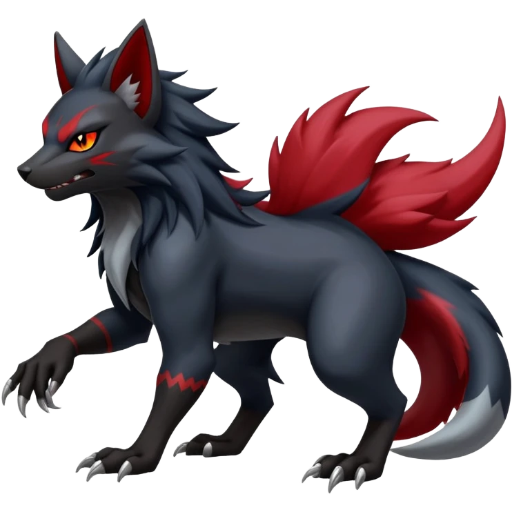 Shiny Dark Gothic Badass Handsome Nargacuga-Torracat-Zoroark full body emoji