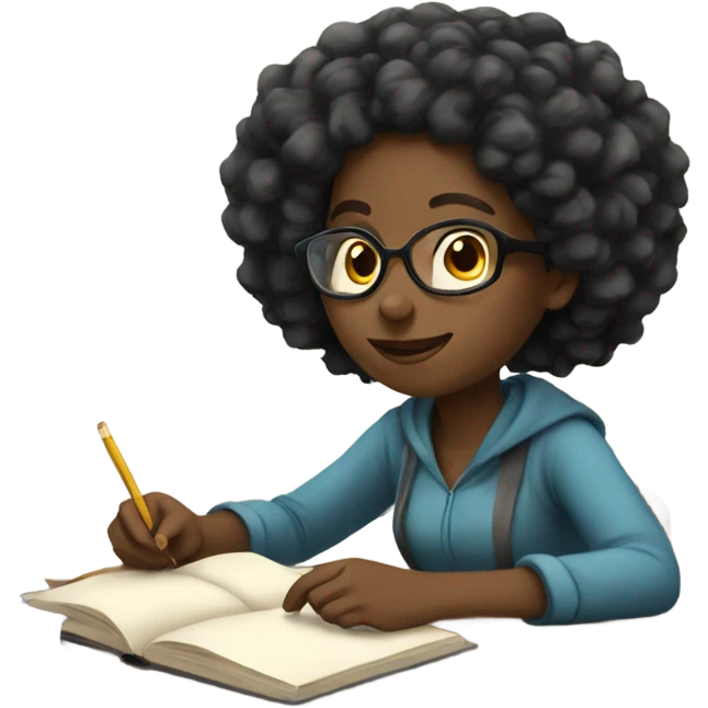 Black girl studying emoji