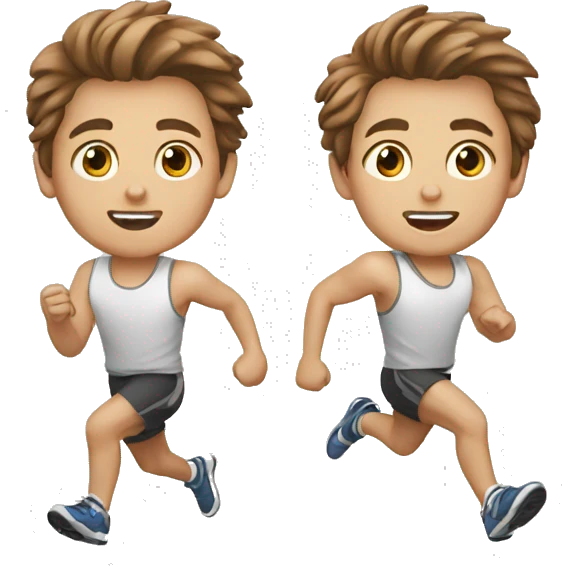 running twin boys white brown hair emoji