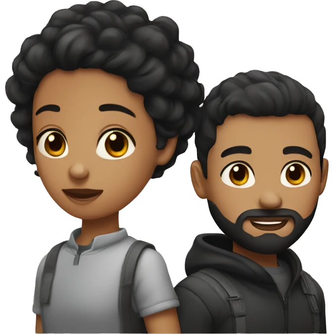 Couple, girl with black hair and boy with short hair and beard i emoji