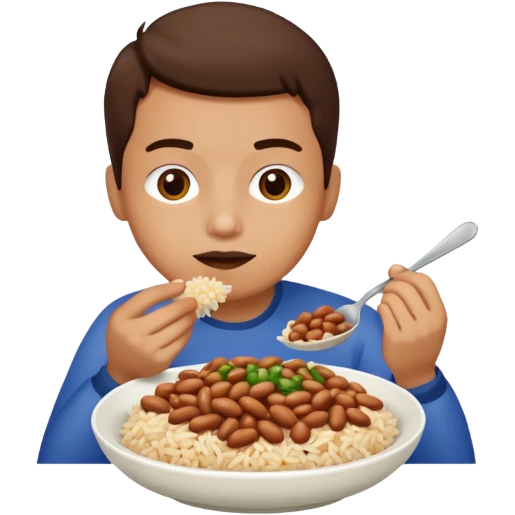 Create a person having lunch. Not a sandwich. Rice, beans and chicken. emoji