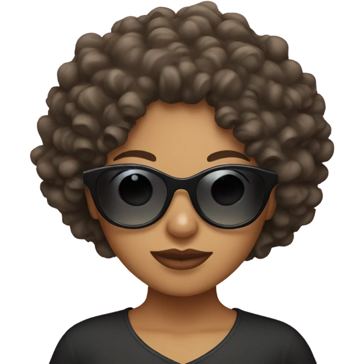 Curly haired girl with sunglasses emoji