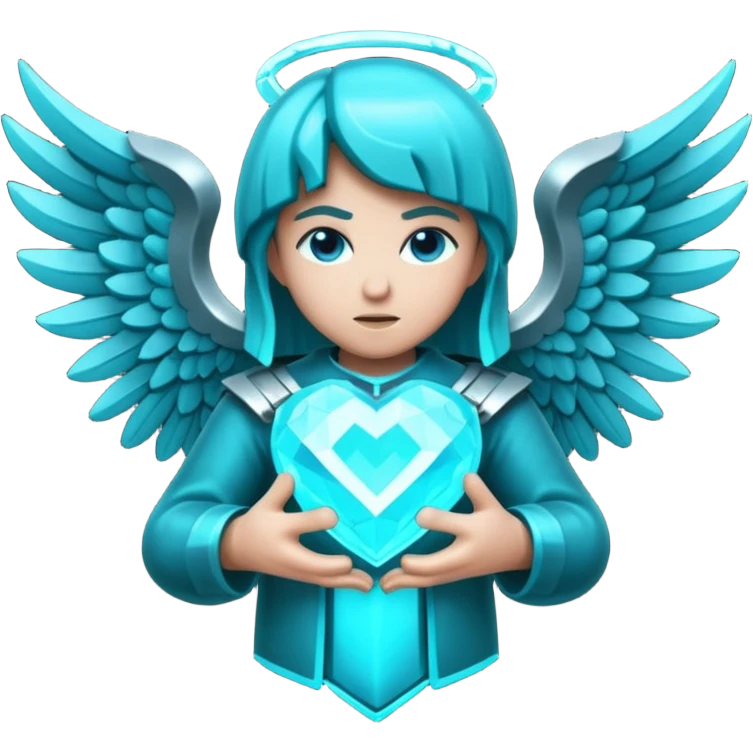 Dark Cyan angel heart with minecraft warden soul emoji