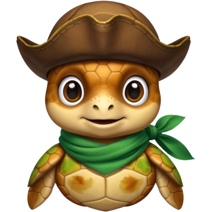 cute sea turtle wearing a gren pirate scarf emoji