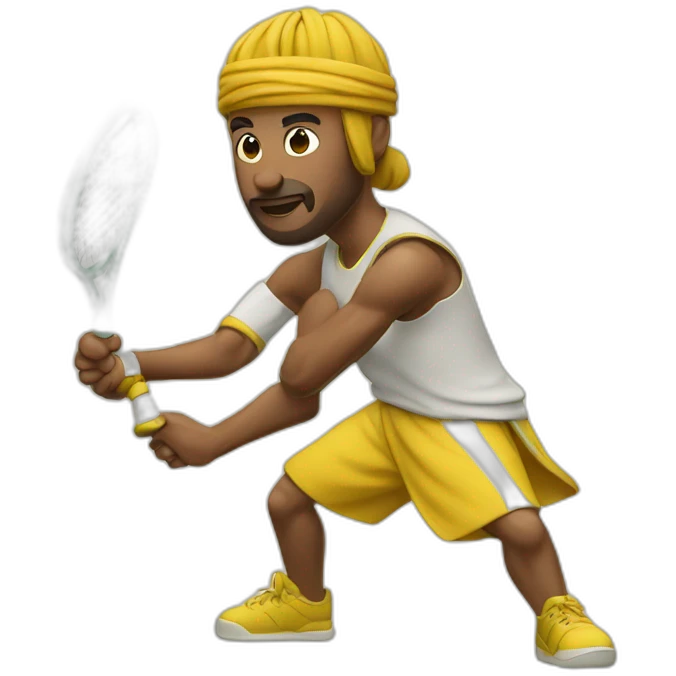 Sultan playing tennis in 1235 year emoji