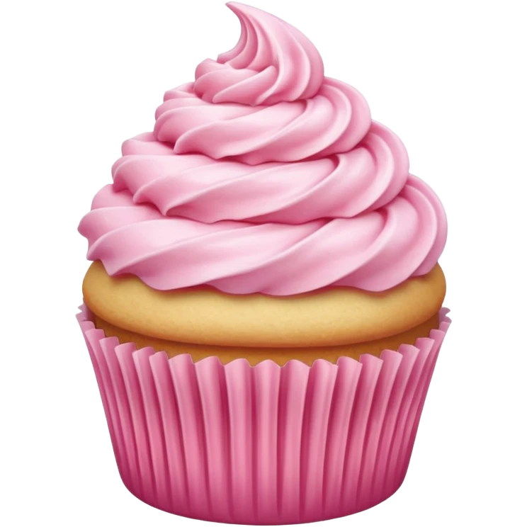 super realistic vanilla cupcake with pink frosting emoji