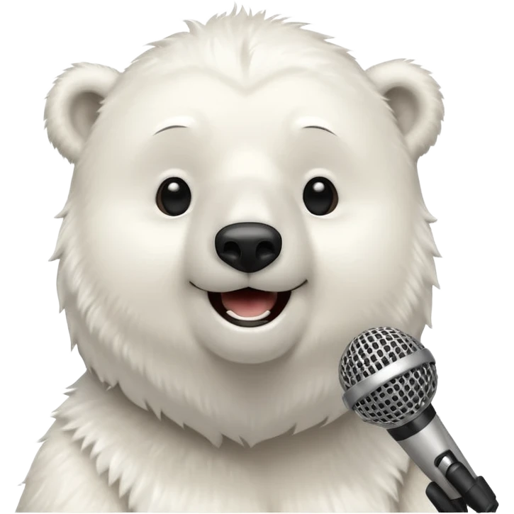 Polar bear singing with mic  emoji
