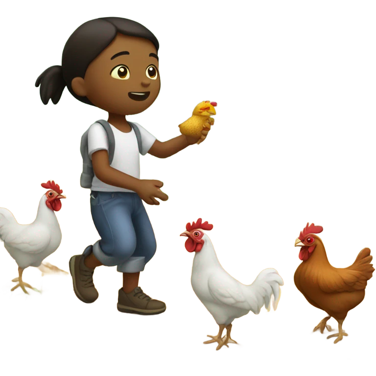 child freeing chickens from captivity  emoji