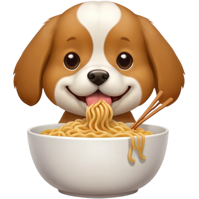 Dog eating noodles emoji