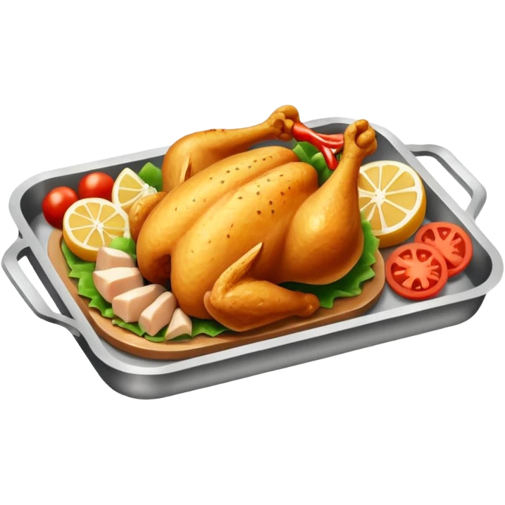 rectangle tray meal with chicken emoji