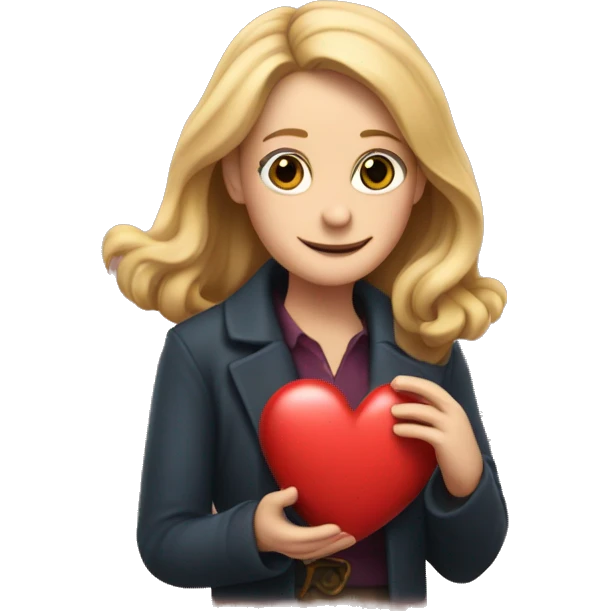 Joanne Rowling holds a heart in his hand emoji
