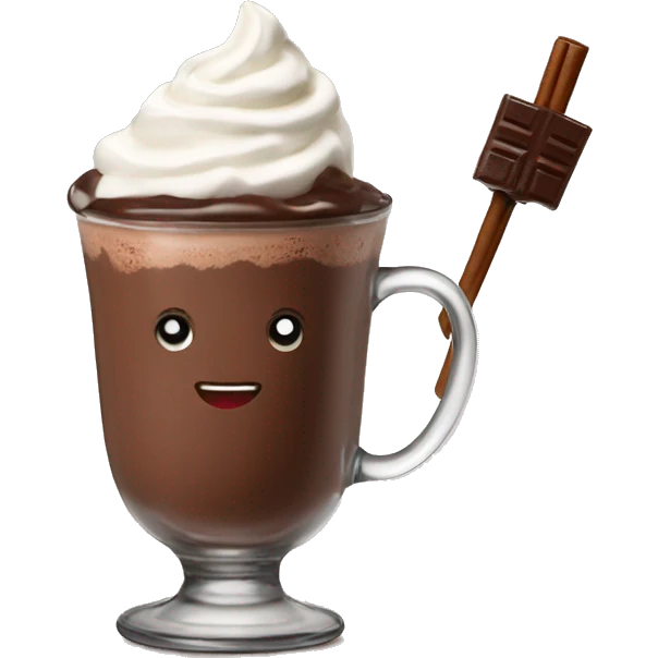 hot chocolate with whipped cream and a chocolate stick emoji