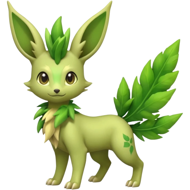 Kawaii cute cool feral Sprigatito-Leafeon-Sceptile-Fakémon-hybrid (full body) emoji