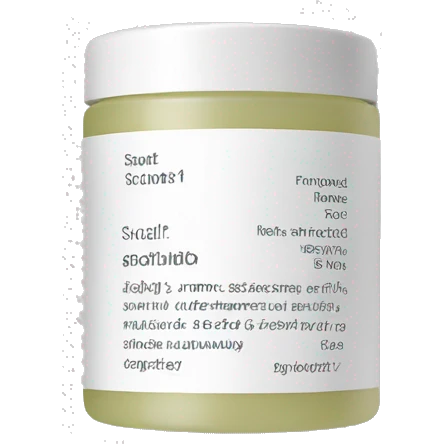 bottle of scalp scrub with label emoji