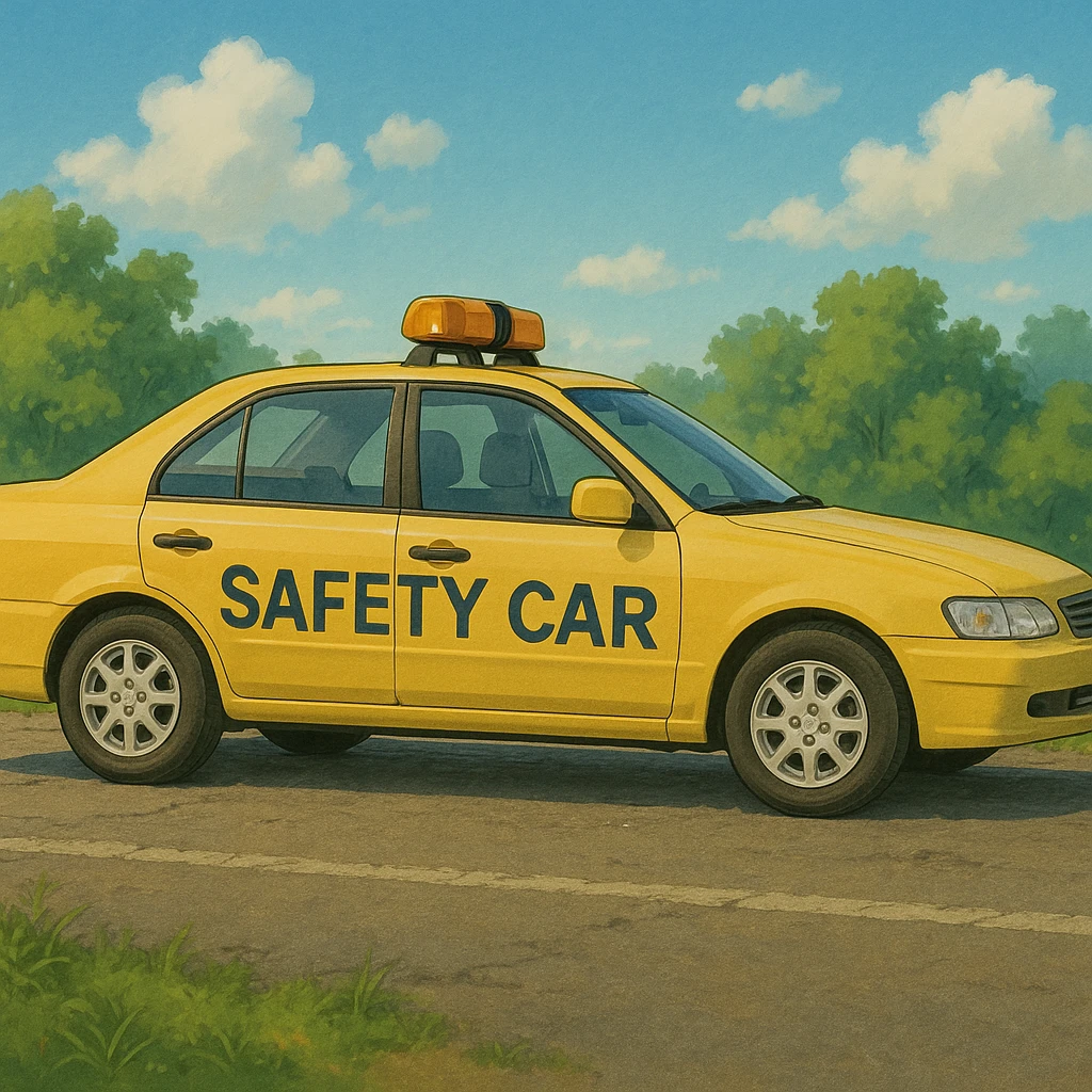 side view of a safety car, realistic details emoji