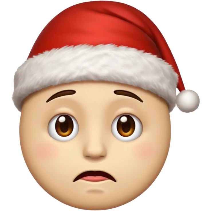 exhausted emoji with a christmas hat emoji