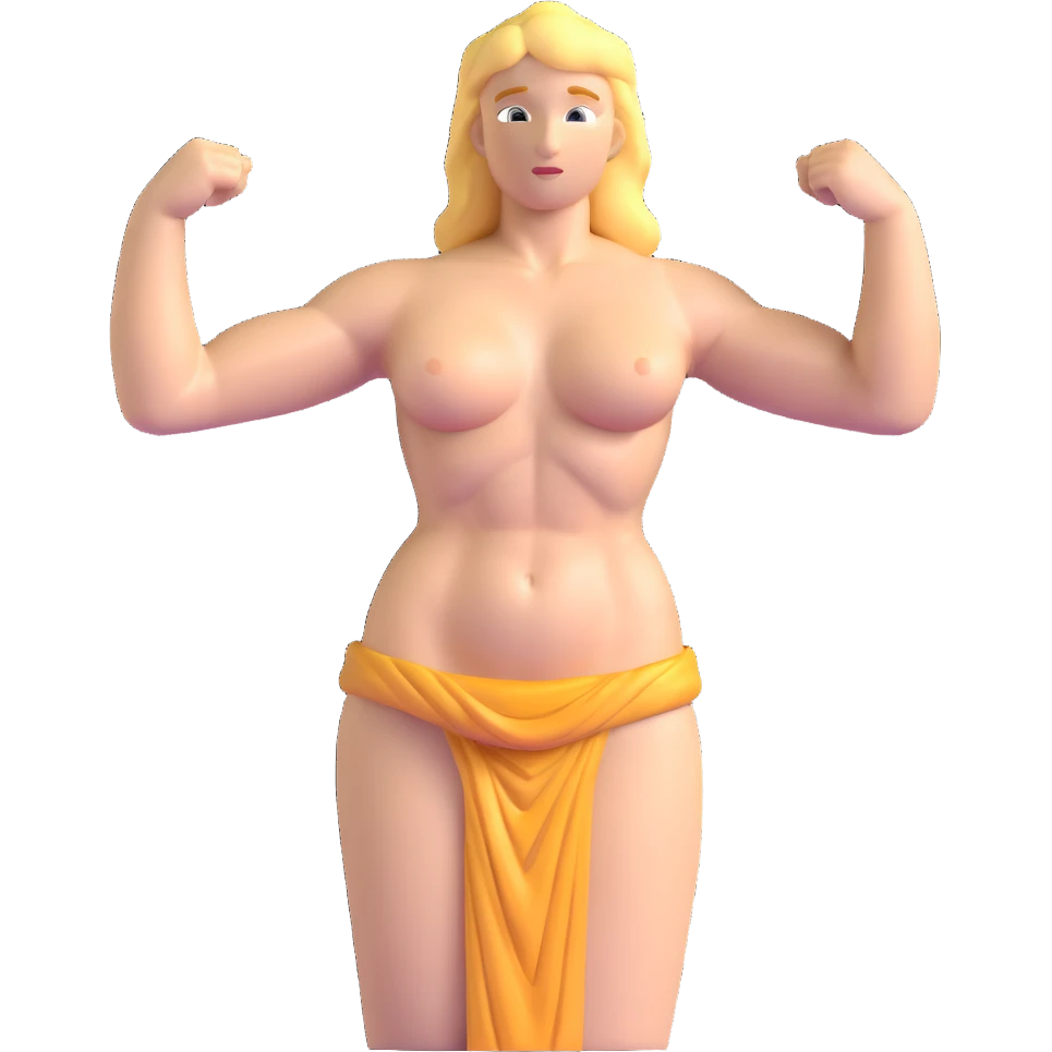 Venus de Milo statue with muscular arms flexing and visible chest muscles emoji