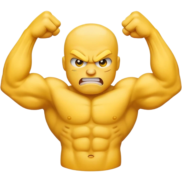 Angry emoji face with big arm muscles  emoji